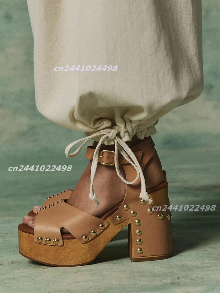 Geta Wooden Sandal - Sandalias de Plataforma con Tacón de