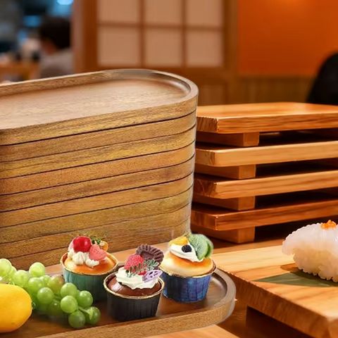 Japanese Snacks - Plato de postre redondo de madera