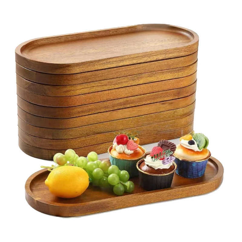 Japanese Snacks - Vajilla de Madera Maciza, Plato Redondo