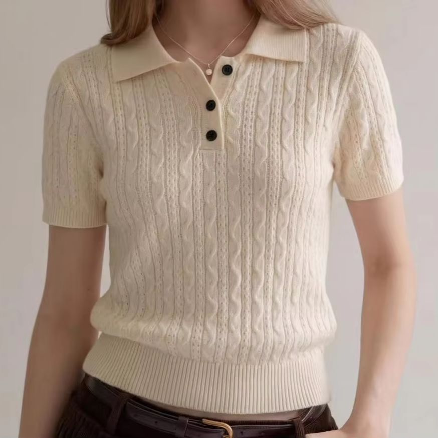Camiseta Polo de Punto Trenzad - Matcha reseña y precio